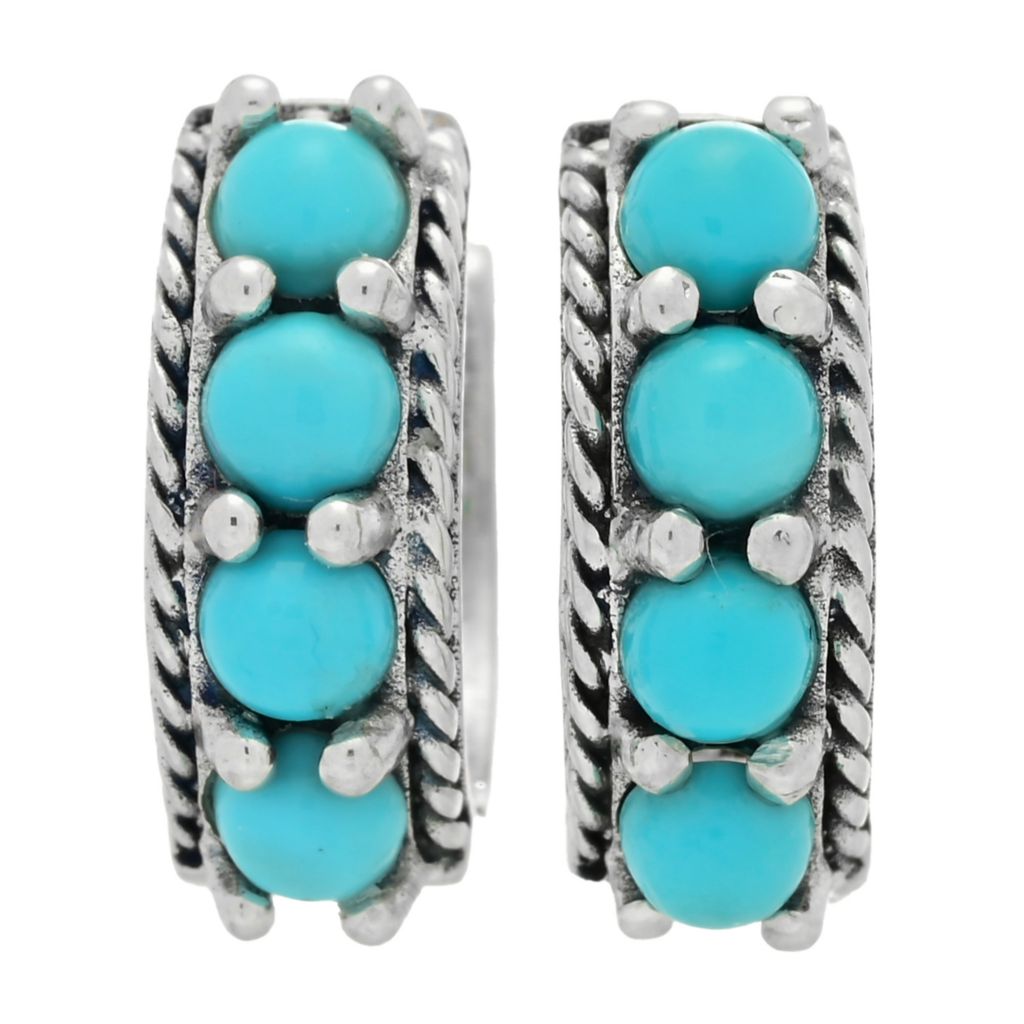 Brincos de argola turquesa Artisan Silver by Samuel B. Sleeping Beauty