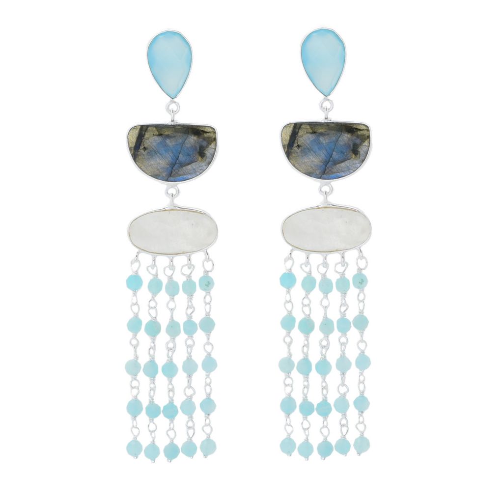 Brincos de lustre Artisan Silver da Samuel B. Choice of Gemstone