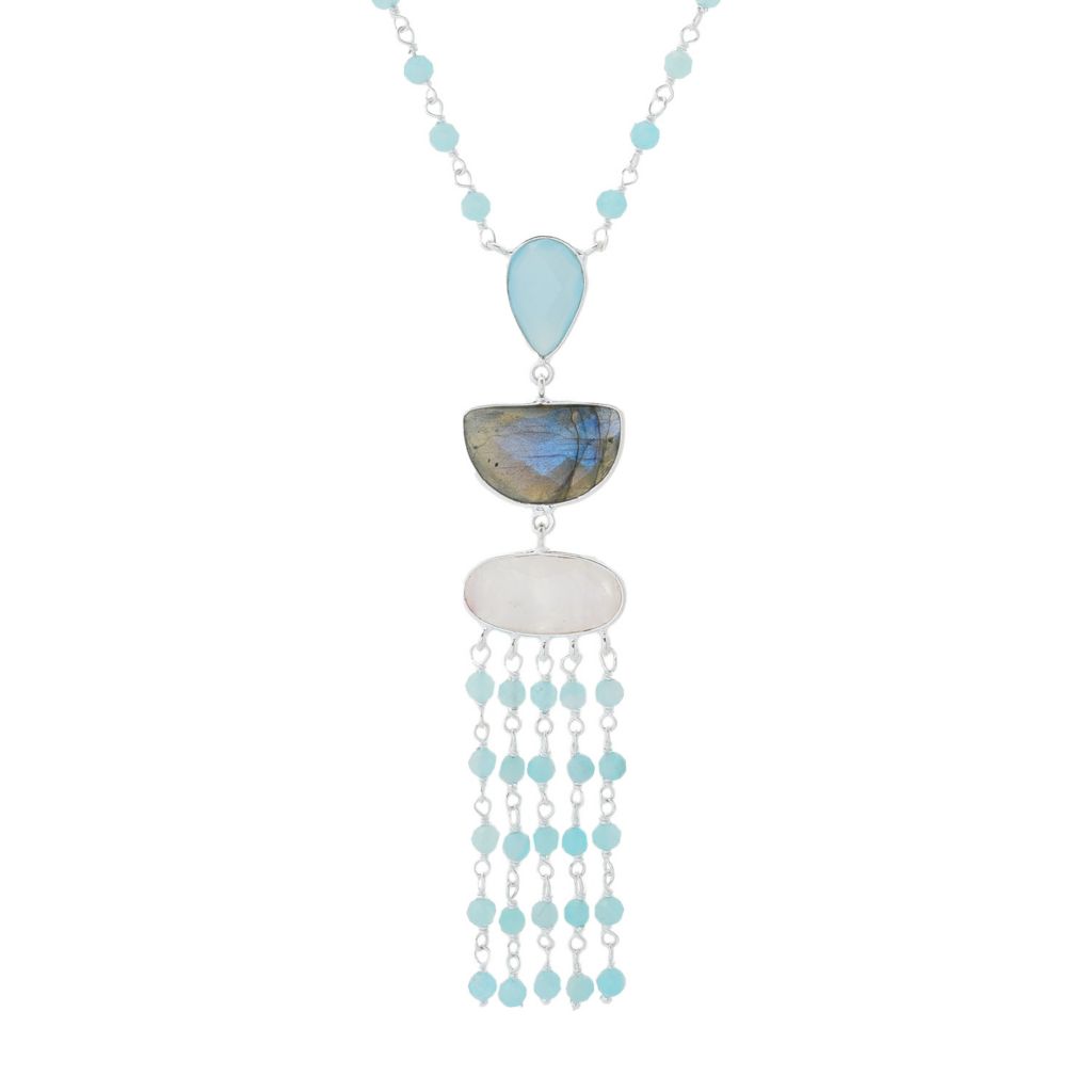 Pingente de prata artesanal com corrente de 3,4 gramas da Samuel B. Choice of Gemstone