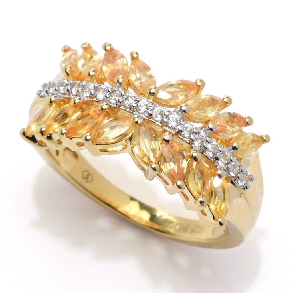 Anel Gem Treasures Vermeil 18K com safira exótica e zircônia de 1,90ct, escolha