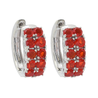 Brincos de argola de opala de fogo carmesim e zircônia Gem Treasures de 1,88 quilates