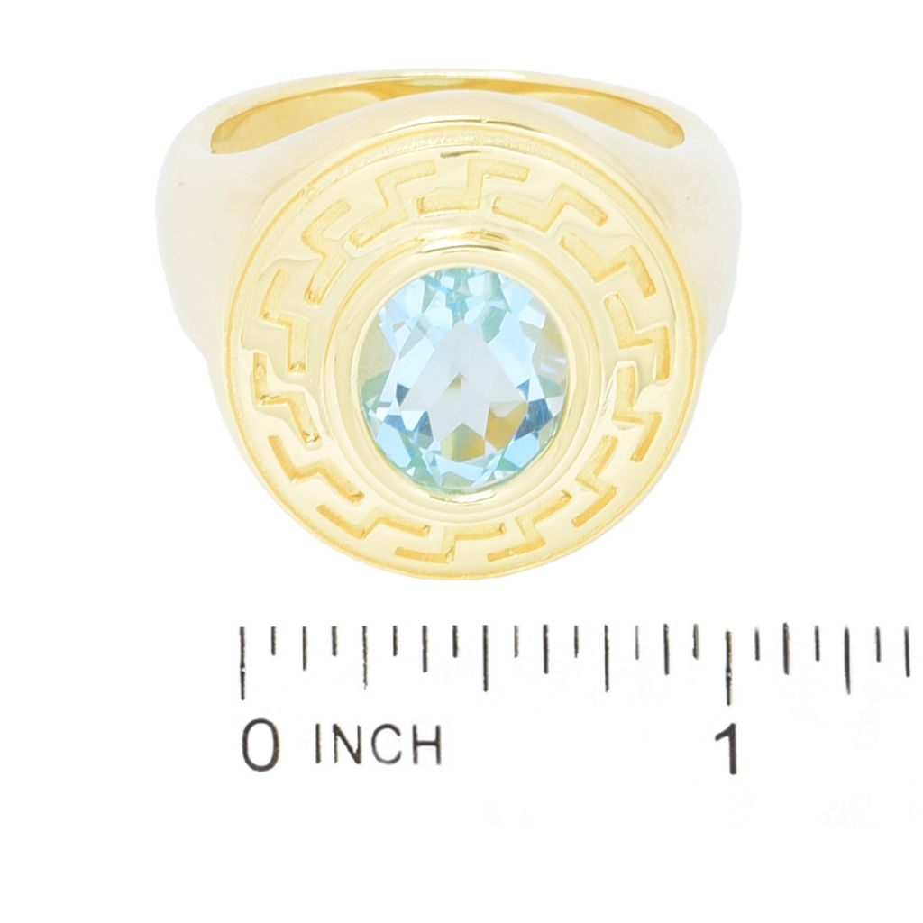 Anel de halo com chave grega banhado a ouro 18K da Toscana Italiana com escolha de pedras preciosas