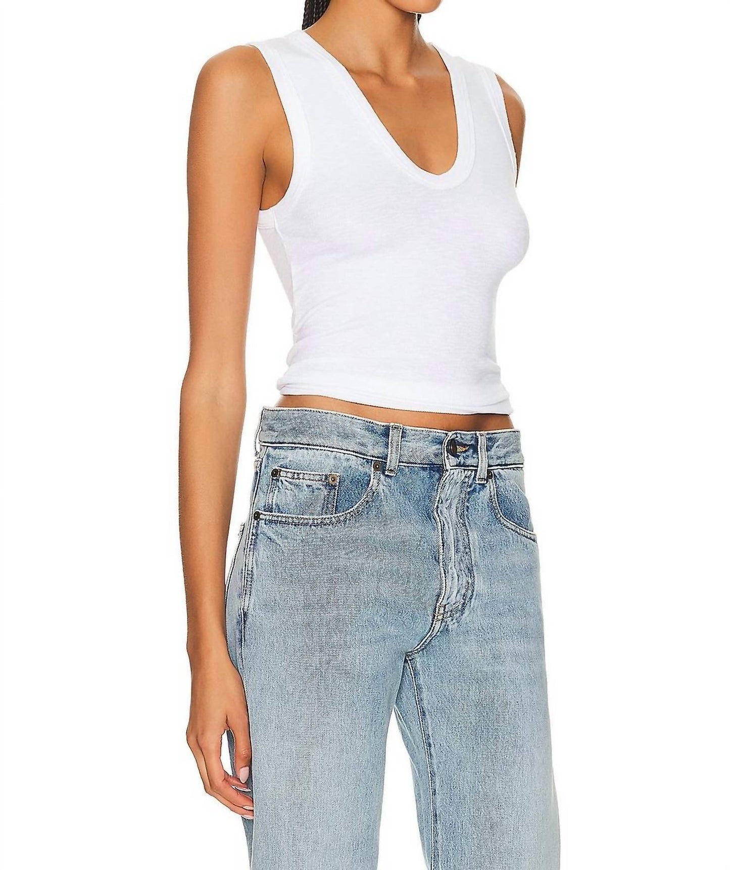 Enza Costa - Textured Rib Sleeveless U Tank