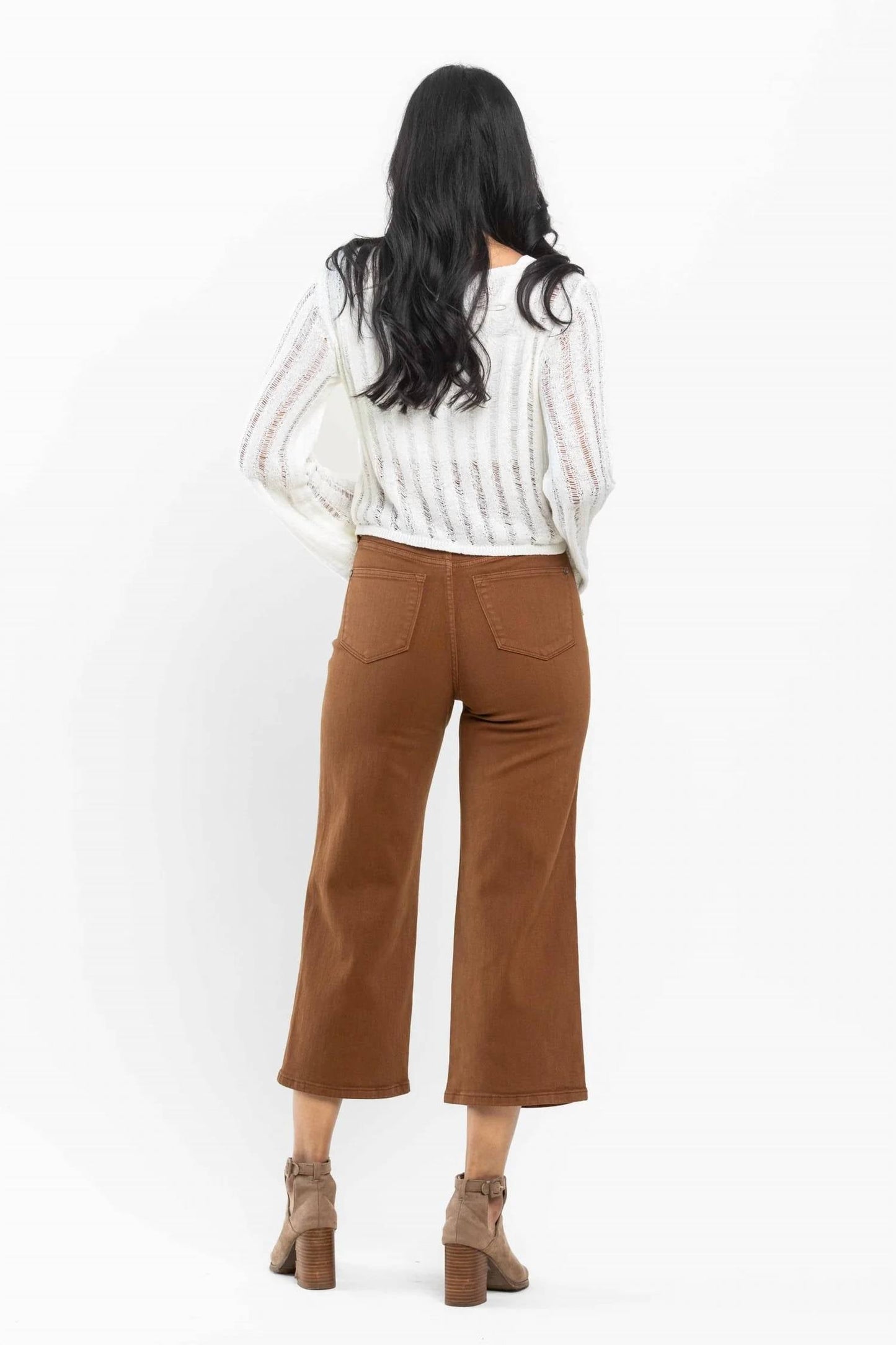 Judy Blue - High Waist Tummy Control Garment Dyed Wide Crop Jeans