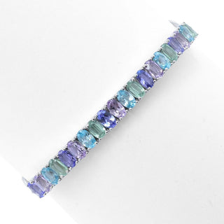 Pulseira Bolo ajustável com várias pedras preciosas "Shades of Spring" banhada a platina de 5,60 quilates
