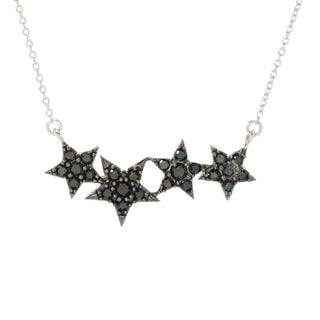 Colar banhado a platina com escolha de pedras preciosas, estrelas cadentes leste-oeste, 18" + 2"