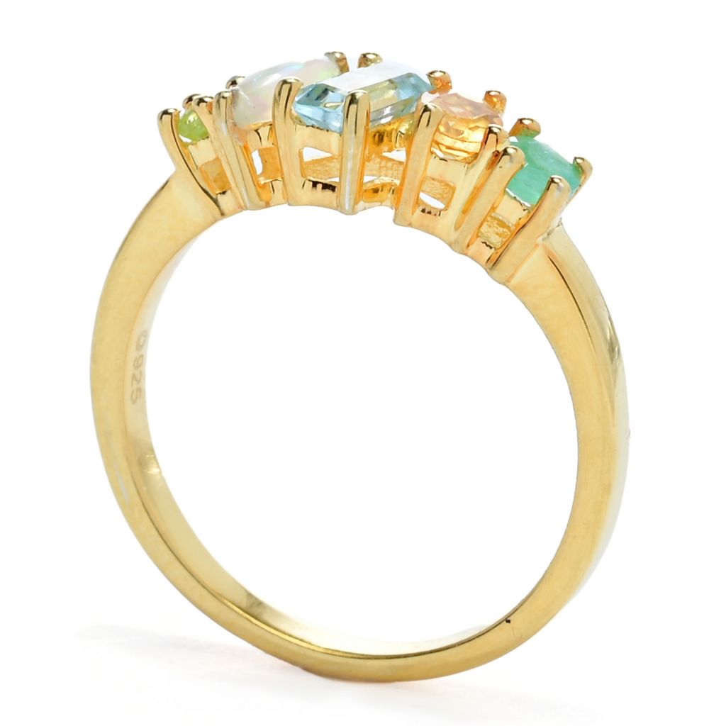 Anel Acróstico "Paz" ou "Sonho" banhado a ouro 18K com escolha de pedra preciosa