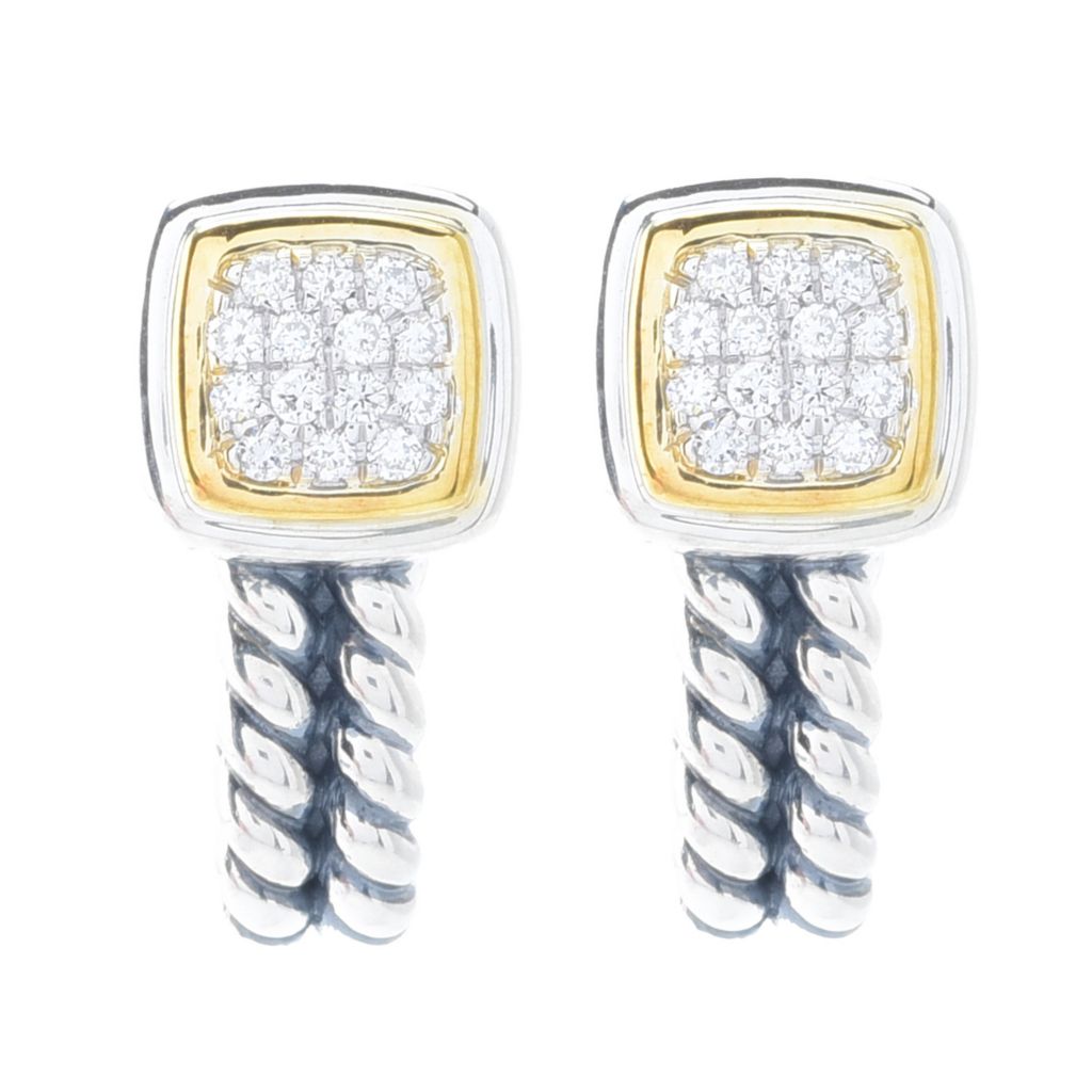 Brincos de argola em J com diamantes cultivados em laboratório, redondos, 0,19ctw, vermeil 18K da Melodia Diamonds