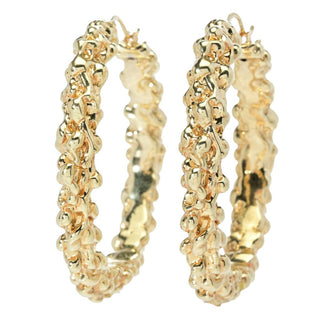 Brincos de argola texturizados eletroformados Graziella banhados a ouro 23K