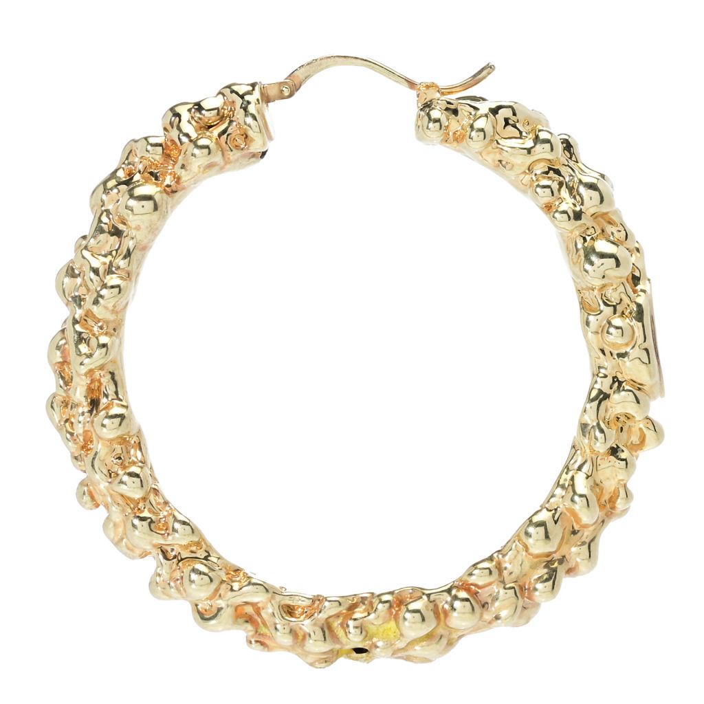 Brincos de argola texturizados eletroformados Graziella banhados a ouro 23K