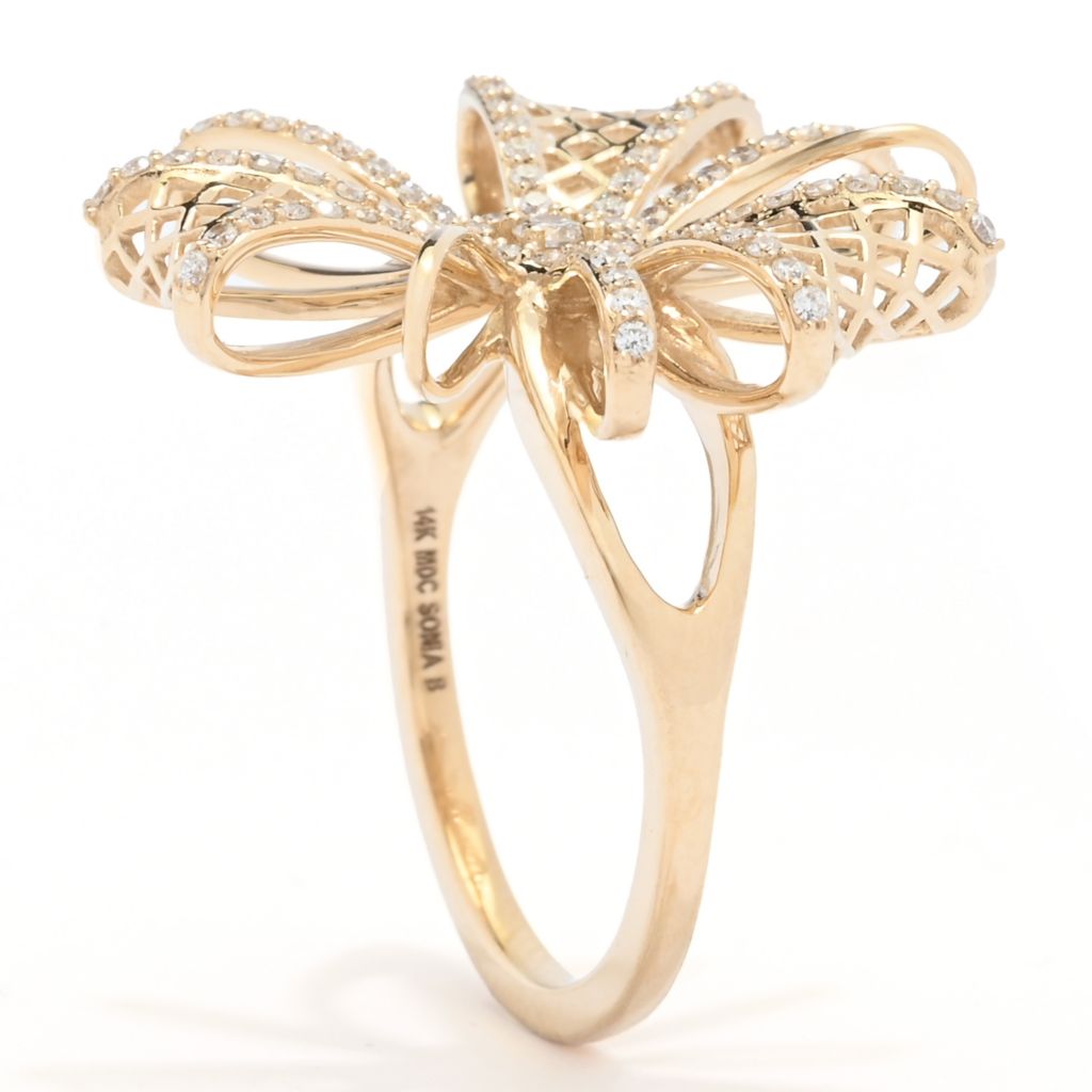 Anel "Lattice Bow" Sonia Bitton Galerie de Bijoux em ouro 14K com diamante de 0,36ctw