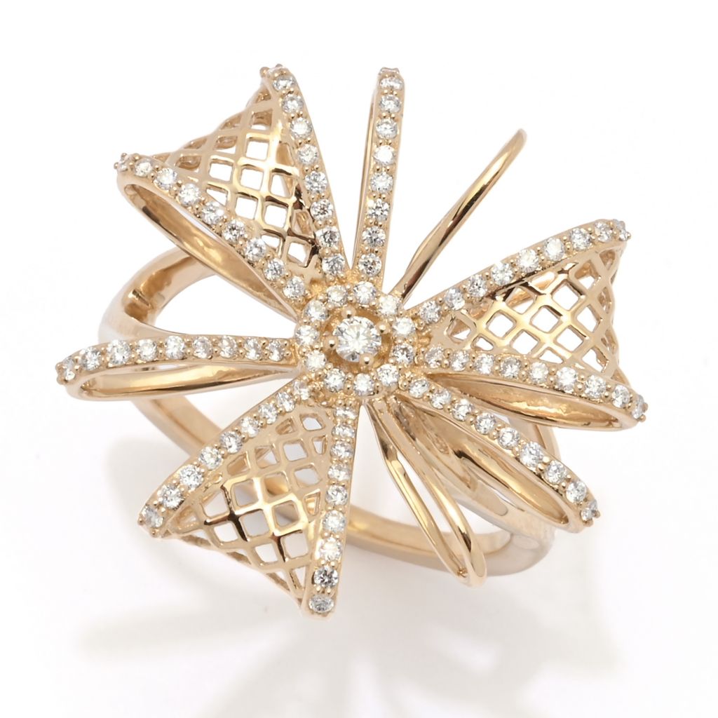 Anel "Lattice Bow" Sonia Bitton Galerie de Bijoux em ouro 14K com diamante de 0,36ctw