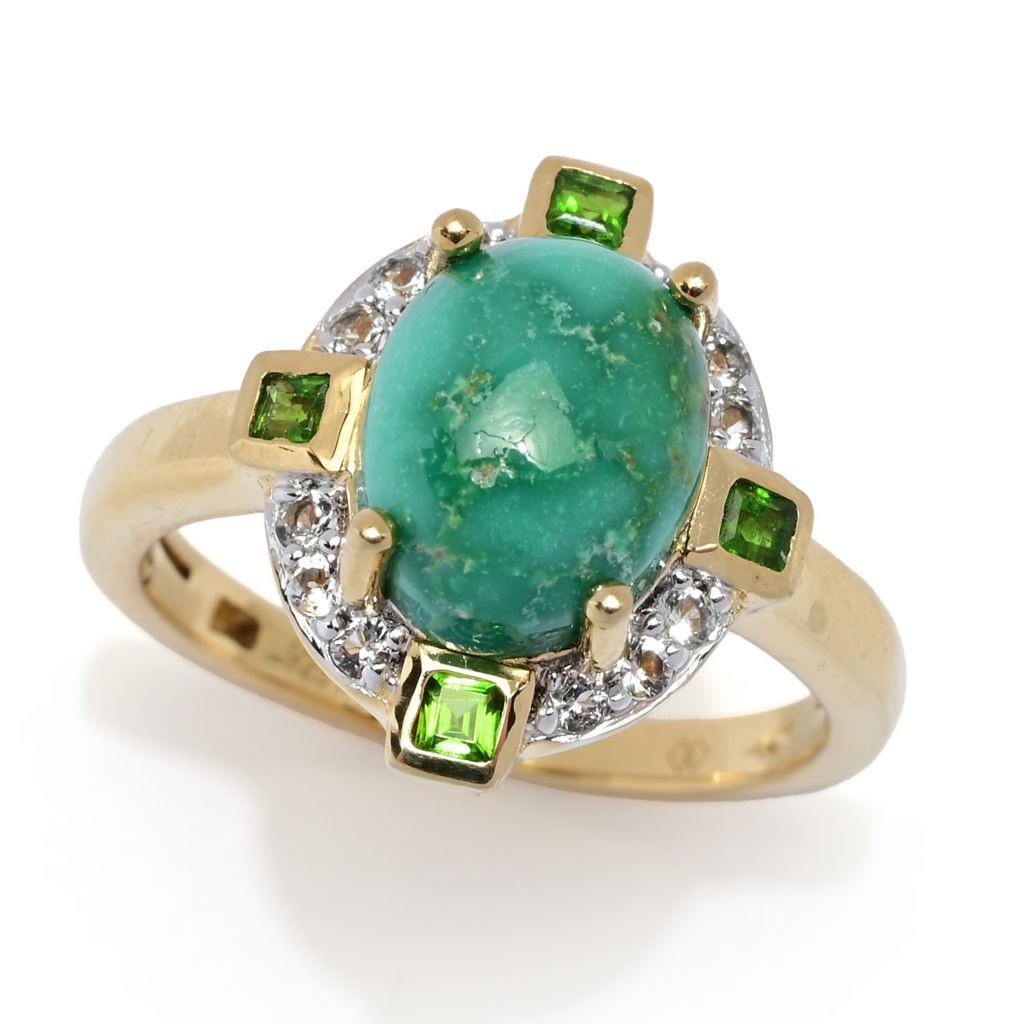 gem-treasures-10x8mm-sonoran-gold-turquoise-multi-gemstone-halo-ring