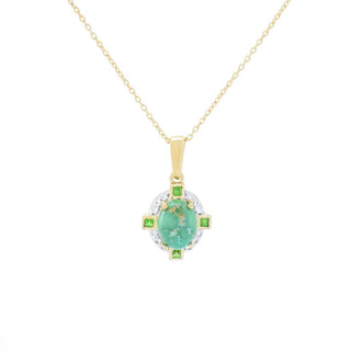 Gem Treasures 10x8mm Sonoran Turquoise & Gemstone Pendant w/ Chain