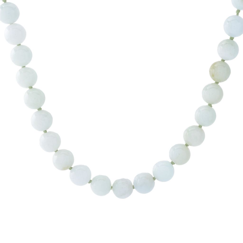 Colar de contas de jade natural redondas de 10 mm de prata esterlina Far East Jewelry com 20"