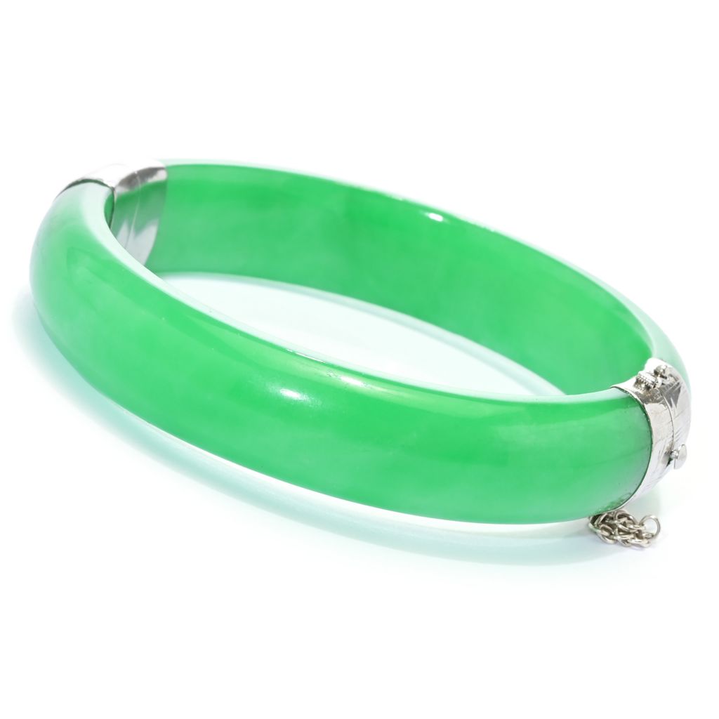 Pulseira de prata esterlina Far East Jewelry 13-14 mm Jade com opção de tamanho