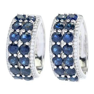 Brincos de argola de safira azul australiana e zircônia Gem Treasures 6,73ctw