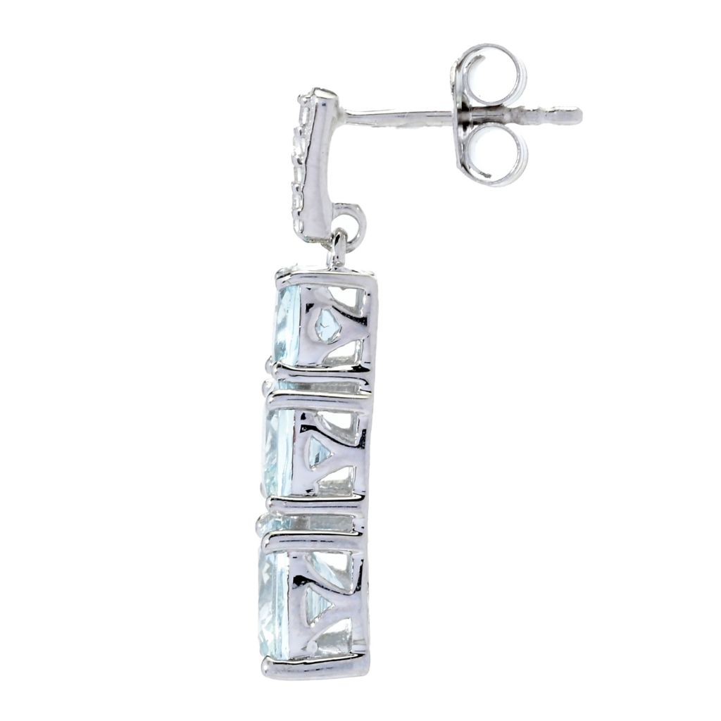 Brincos pendentes de água-marinha e zircônia branca Gem Treasures 5,37ctw