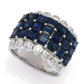 Anel triplo de safira azul australiana e zircônia Gem Treasures de 7,14 quilates