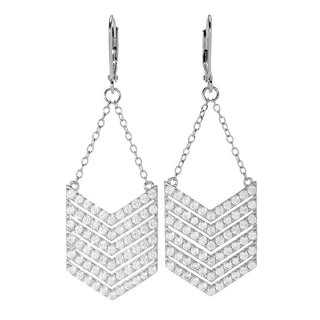 Brincos Chevron com Zircônias Brancas Multifileiras "Hollywood" de 4,75 quilates banhados a platina