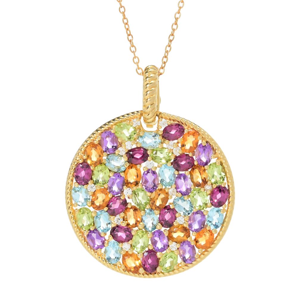Pingente Medalhão Agrupado de Gemas Múltiplas de 7,55ctw da Elemental Gems