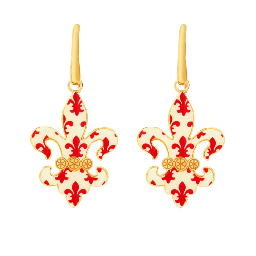 Brincos de flor-de-lis em papel impresso e esmalte "Flora Carta" da Toscana Italiana