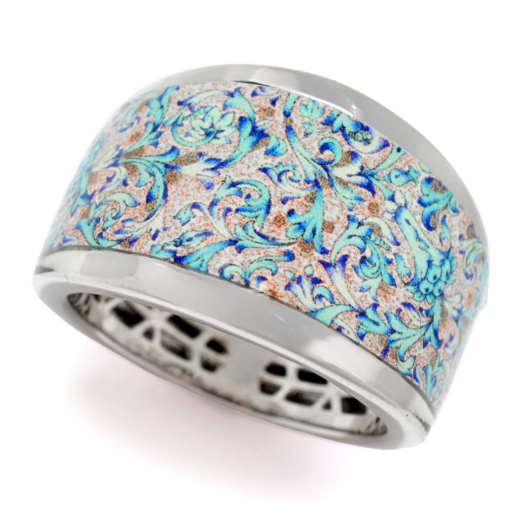 toscana-italiana-flora-carta-printed-paper-enamel-tapered-band-ring