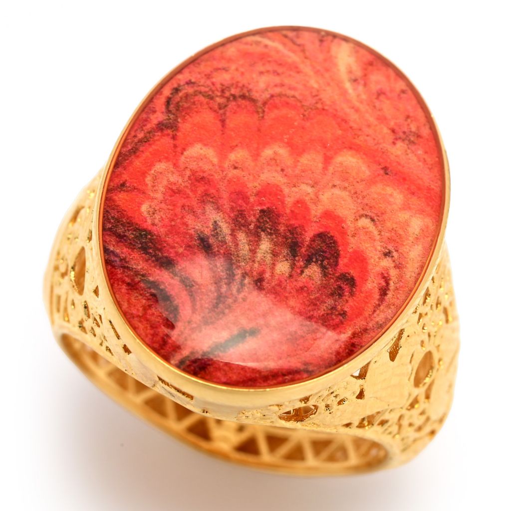 Toscana Italiana "Flora Carta" Papel Oval Impresso e Anel de Filigrana Esmaltado