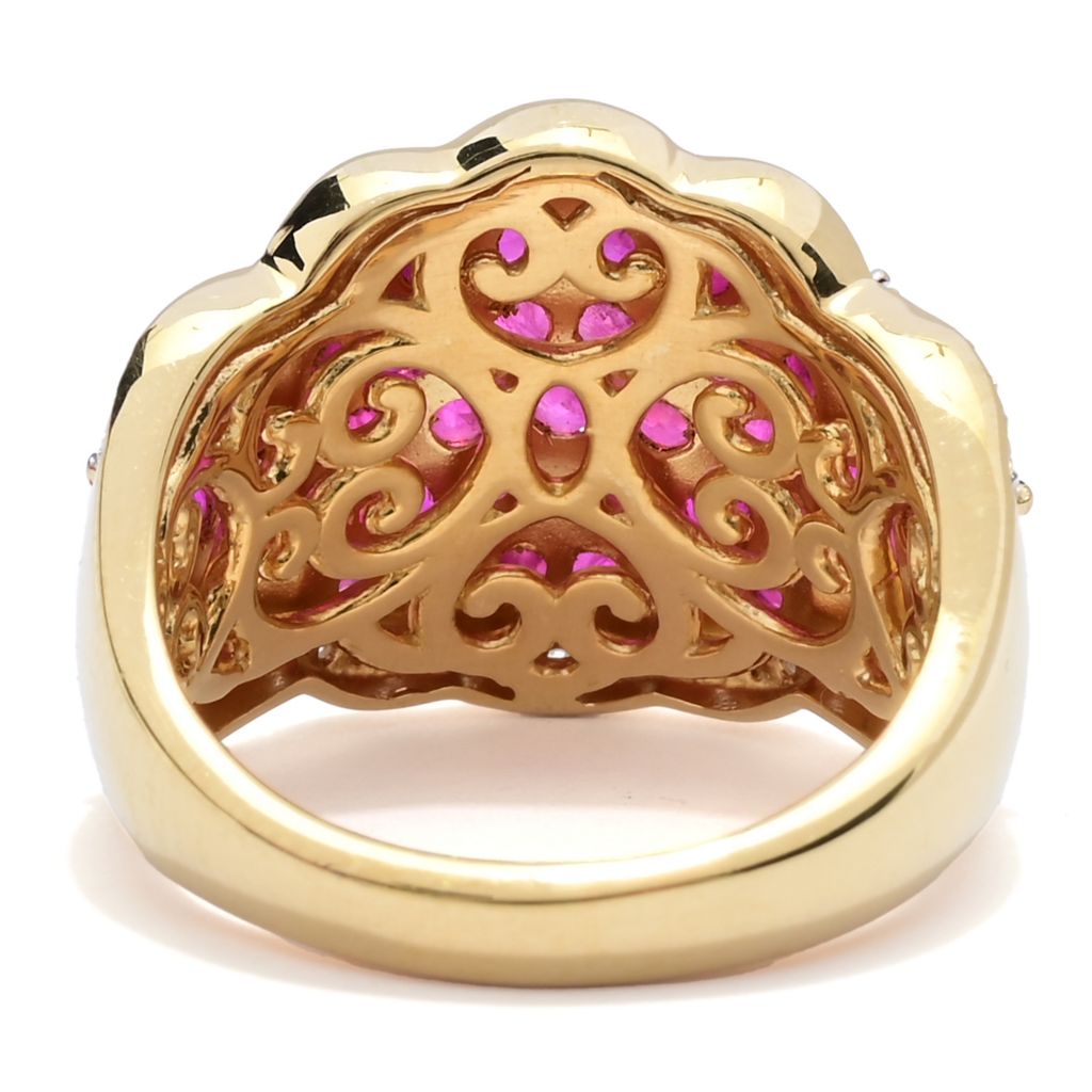 Anel de rubi birmanês e zircônia cúbica Gem Treasures 18K Vermeil 3,00ctw