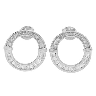 Brincos de argola com diamantes redondos e baguete cônicos de 0,61ct da Diamond Treasures