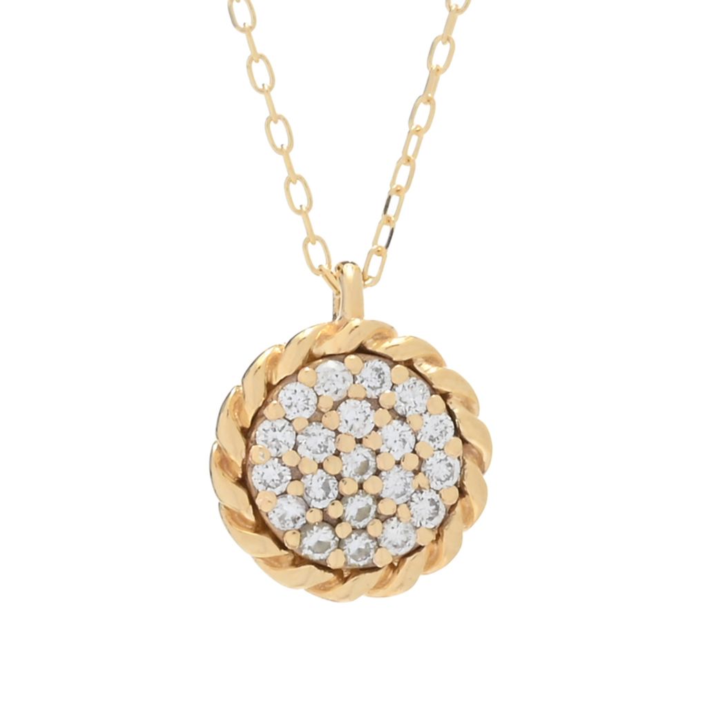 Pingente de halo torcido em corda de diamante pavê de ouro 14K DIAMORE 0,16ct com corrente