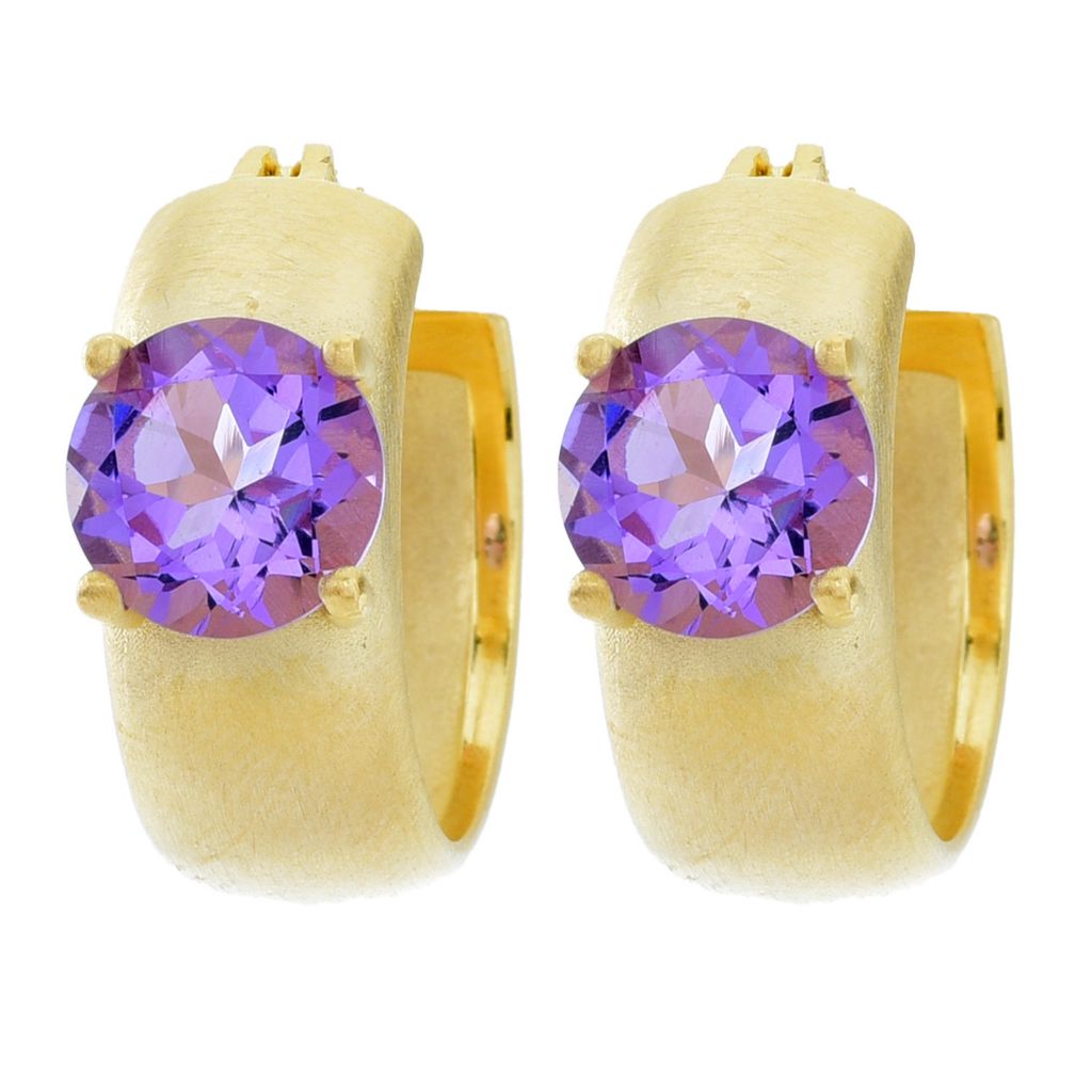 Brincos de argola Huggie Setosa banhados a ouro 18K Toscana Italiana com escolha de pedras preciosas