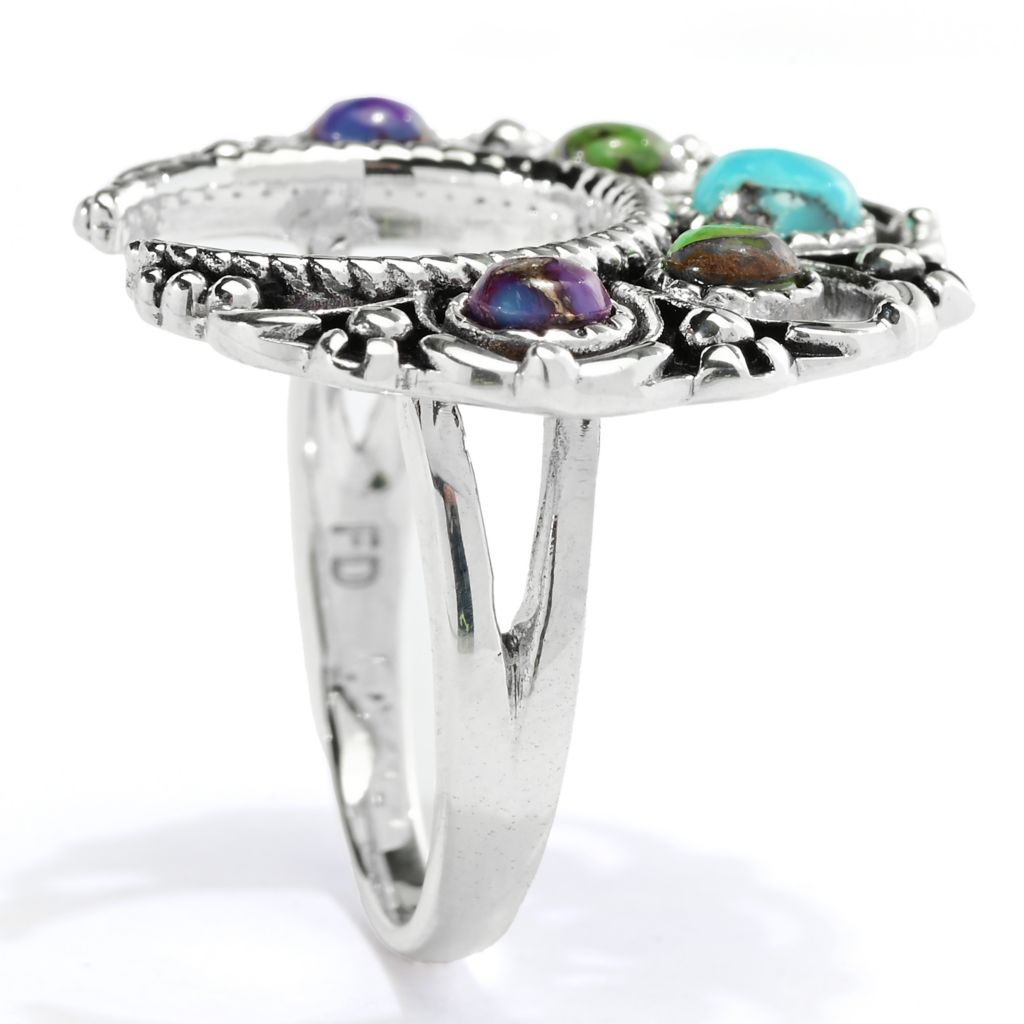 Anel de flor de abóbora turquesa Mohave de prata esterlina da Southwest Elements