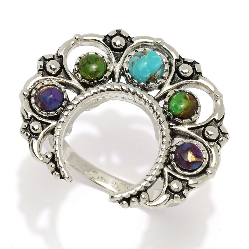 Anel de flor de abóbora turquesa Mohave de prata esterlina da Southwest Elements