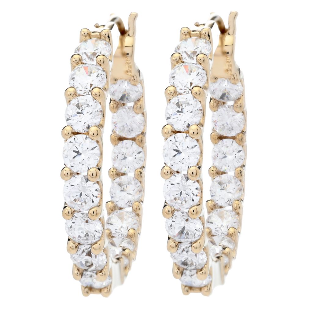 Brincos de argola Brilliante 3.00 DEW com diamante simulado do avesso