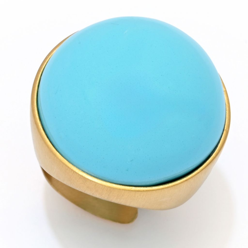 Anel Bello Italiano banhado a ouro 18K em turquesa ou ágata laranja