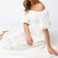 Olivaceous - Gracie Eyelet Puff Sleeve Midi Dress