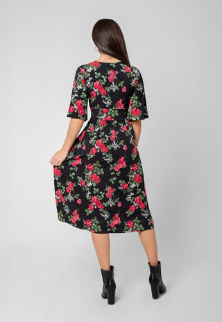 Vestido Zoe de manga curta feminino Leota em preto Ruby Rose