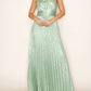 B.Right - Satin Pleated Halter Midi Dress