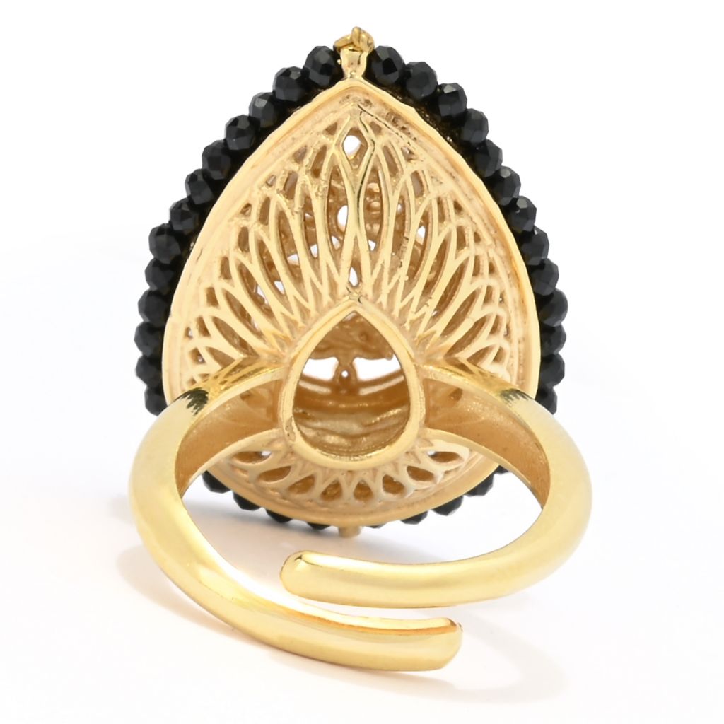 Anel de filigrana de ônix negra e diamantes simulados "Pérsia" Gaetano Vitiello