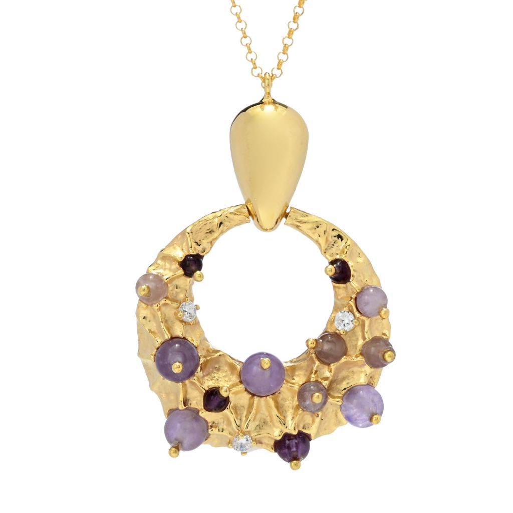 Pingente de ametista e diamante simulado "Bolle" Gaetano Vitiello com corrente