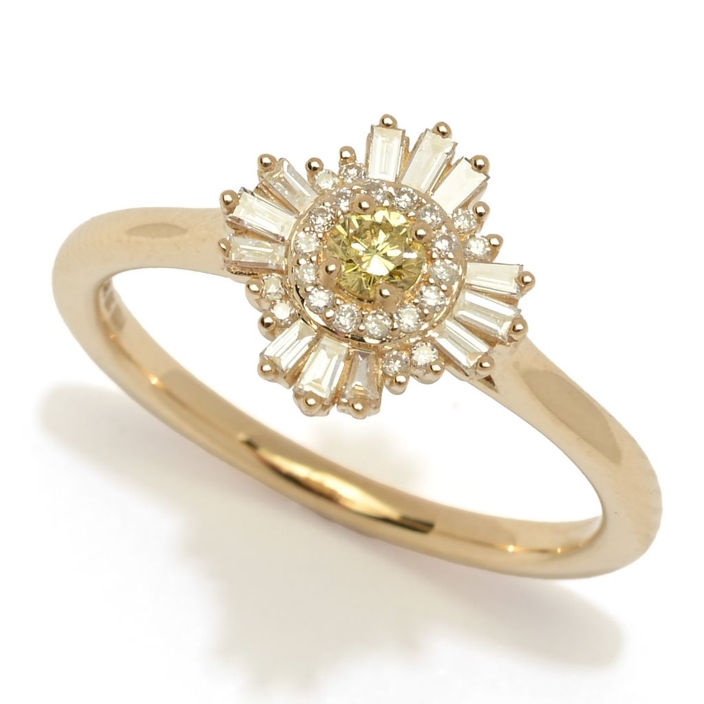 Anel de diamante amarelo e branco Gems of Distinction em ouro 14K com 0,34ctw