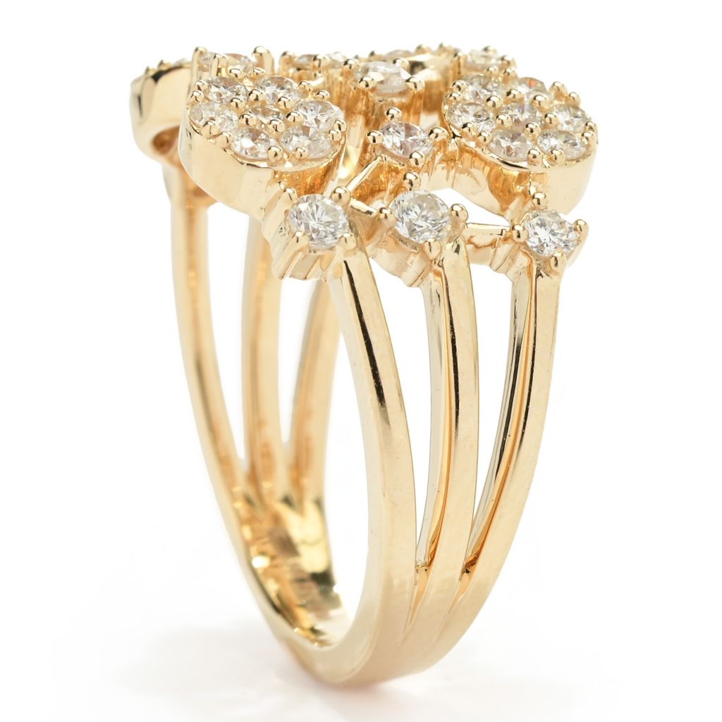 Anel Gems of Distinction em ouro 14K com diamantes de 0,82ct pavê e várias fileiras