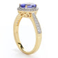 Gem Treasures Anel de halo oval de tanzanita e zircão branco de 2,02 ctw