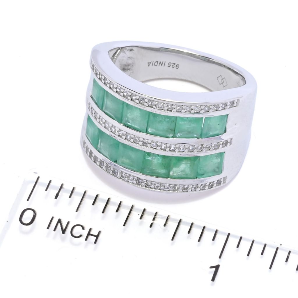 Anel Gem Treasures de prata esterlina de 3,93 quilates com esmeralda brasileira e zircônia