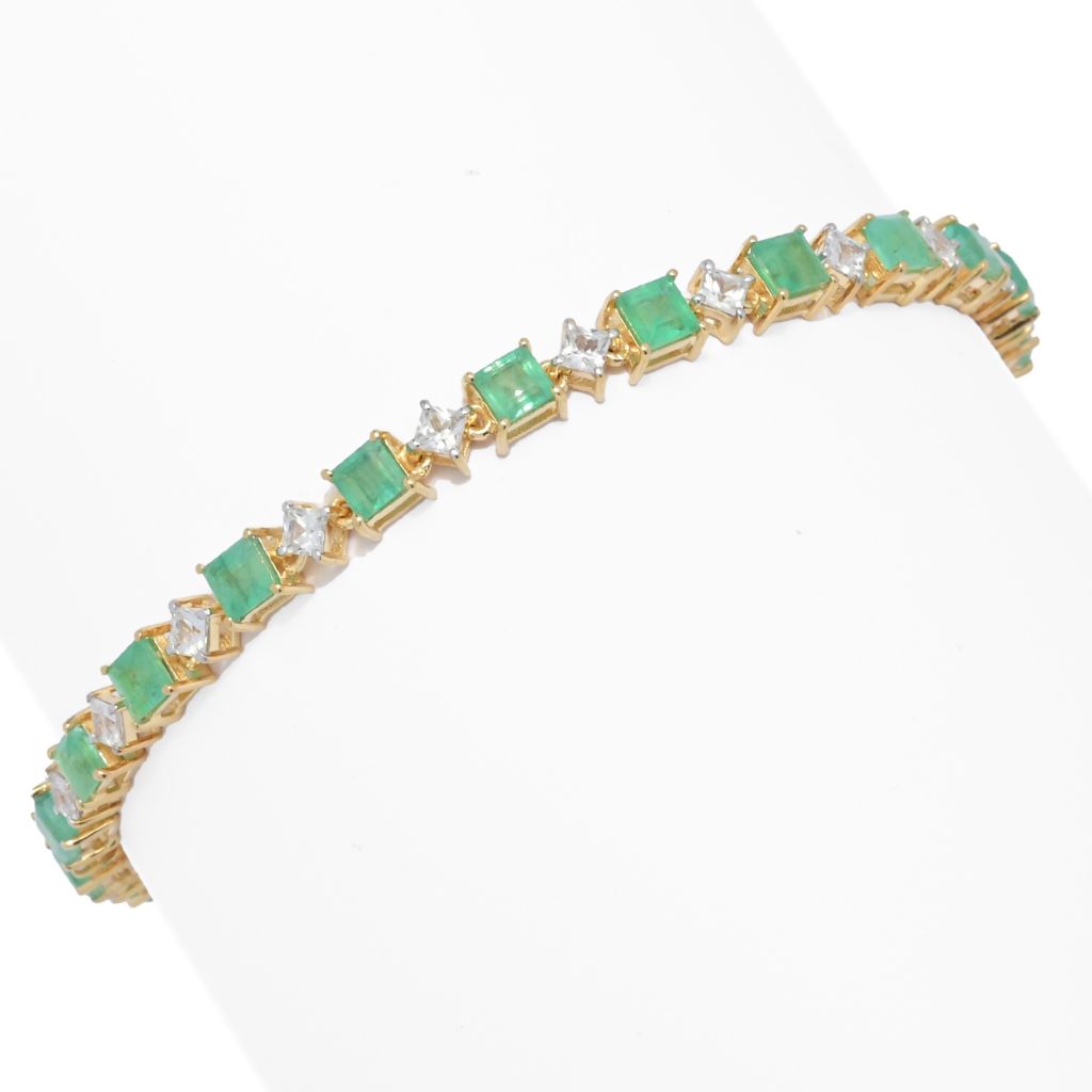 Pulseira Gem Treasures 18K Vermeil 8,47ctw com Esmeralda Brasileira e Zircônia