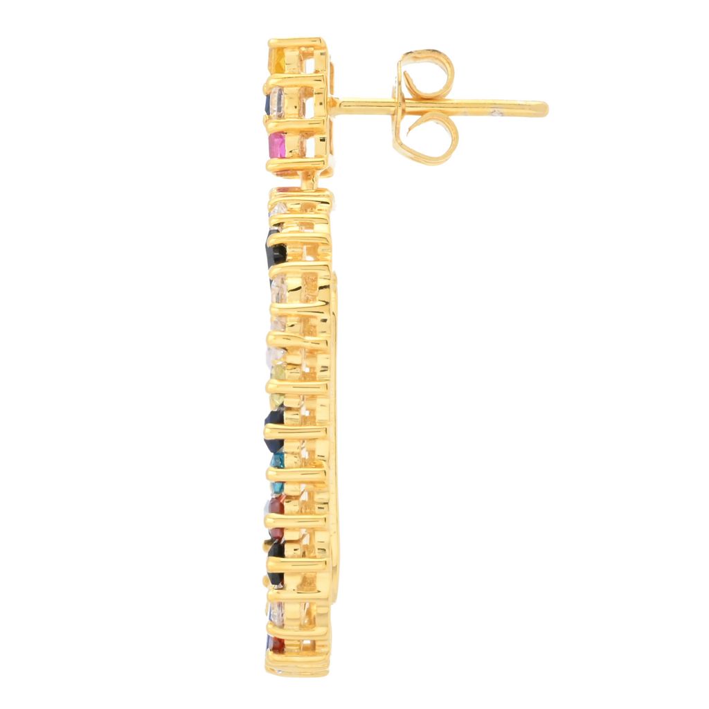 Brincos de gota aberta em formato de baguete com pedras simuladas "Color Crush"