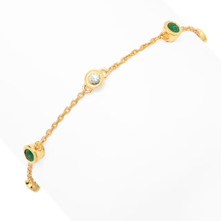 Pulseira Station Sakota Brasileira de 1,08ct com Esmeralda e Zircônia cúbica Cocci Collection