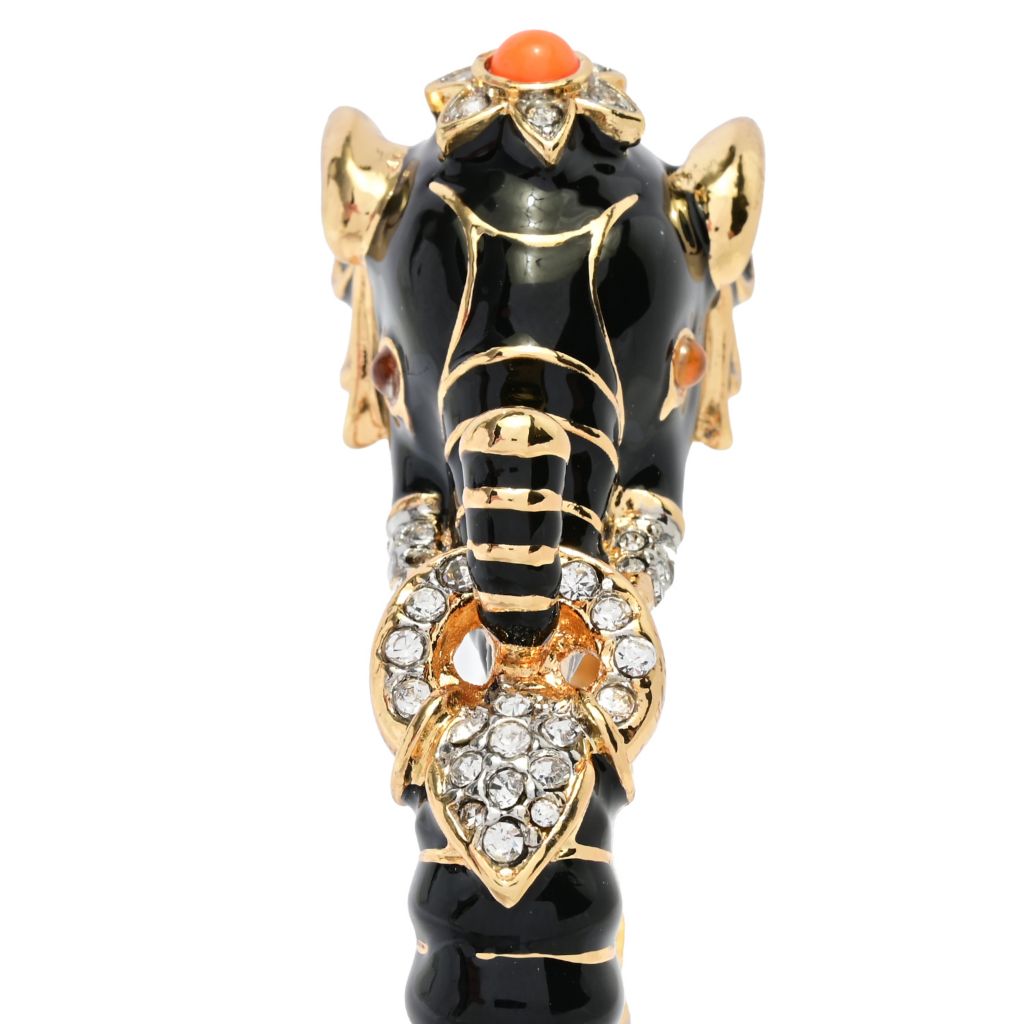 Pulseira Kenneth Jay Lane com Elefante, Esmalte e Topázio Simulado, Banhada a Ouro 22K