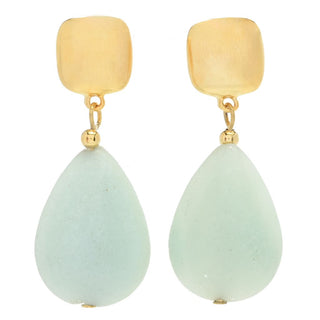 Brincos de lágrima de amazonita banhados a ouro Kenneth Jay Lane de 4,5 cm